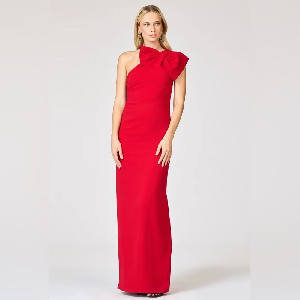 SACHIN BABI Cosette Bow One-Shoulder Column Gown Dress